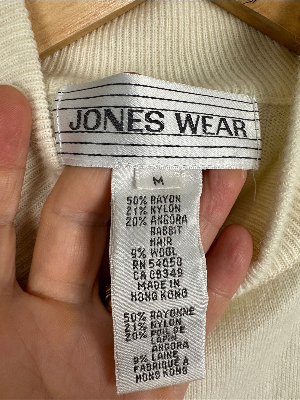 Vintage angora wool rayon mock neck sweater cream minimalist jones wear rabbit - Picture 5 of 6